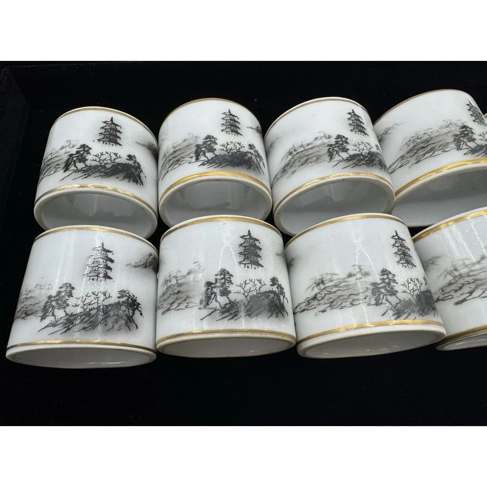 Napkin Ring Fukagawa Arita Hand Painted Napkin‎ Ring Gold Rim Japan Porcelain